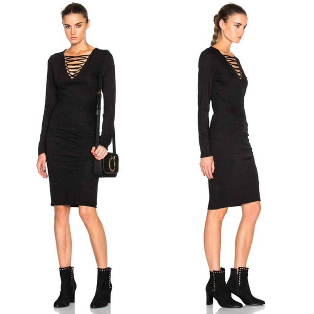 Pam and Gela Lace Up Ruched Dress